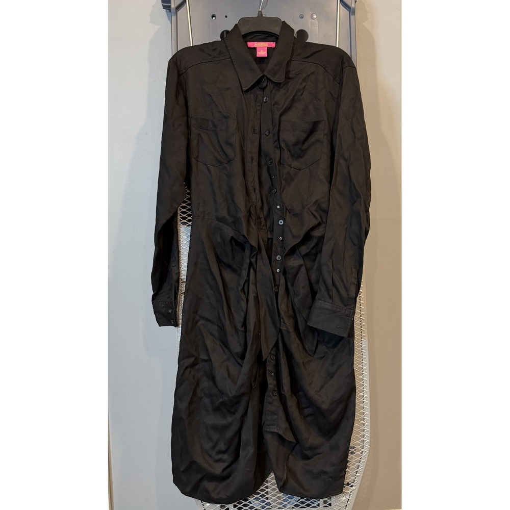 Catherine Malandrino Dress Women 8 Black‎ Shirt dress waist tie